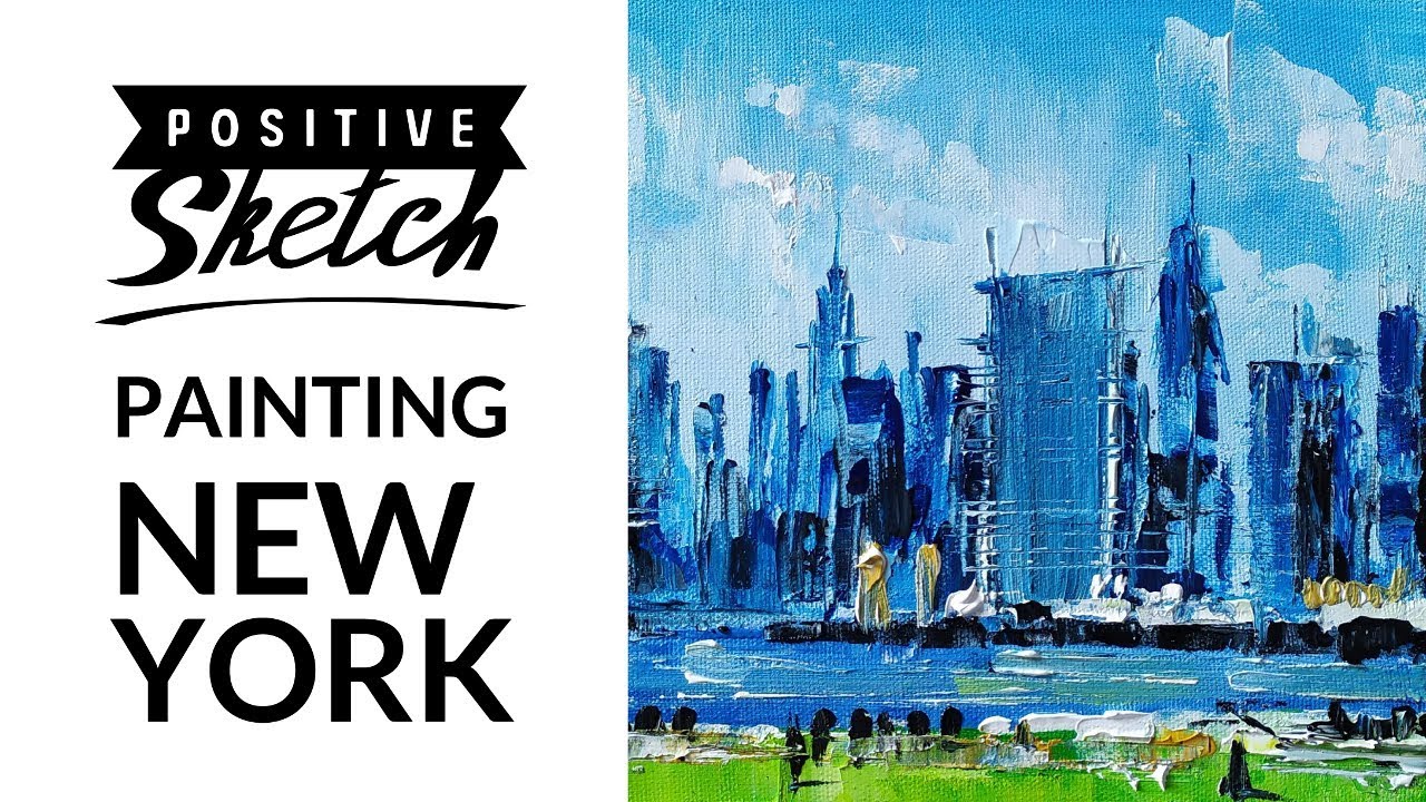 Acrylic painting city, Easy painting, Cityscape, Abstract New York City, Painting tutorial