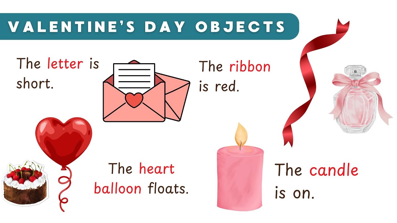 25 Valentine’s Day Objects || Vocabulary || English Practice for Beginners ✅