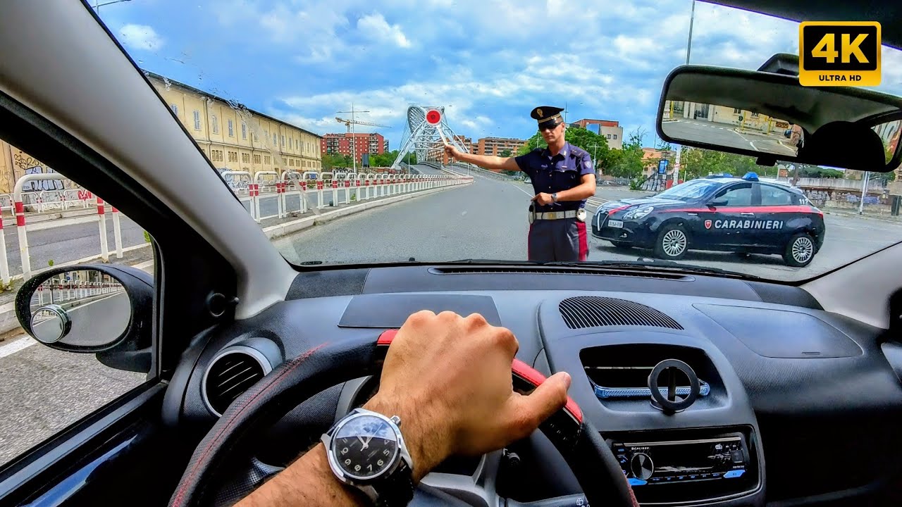 Rome Drive - Sunday Rush... Almost BUSTED by the Carabinieri! | 4K POV ASMR