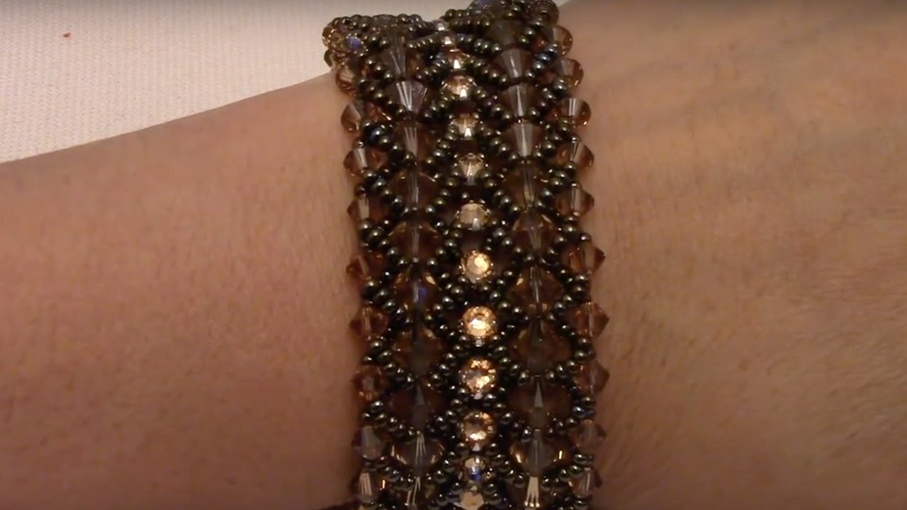 Flat Spiral Stitch Bracelet with Montees