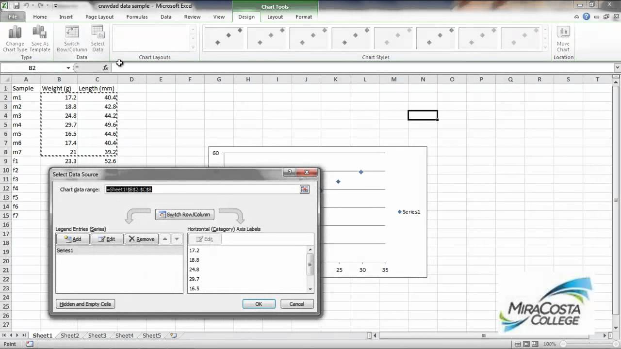 Creating an XY Scatter plot (JHW Marine Bio)