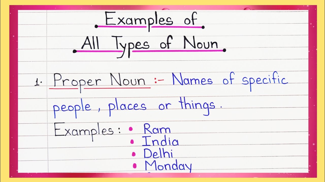 Examples of all types of Noun || All nounsexamples || Examples of types of Noun || English Grammar