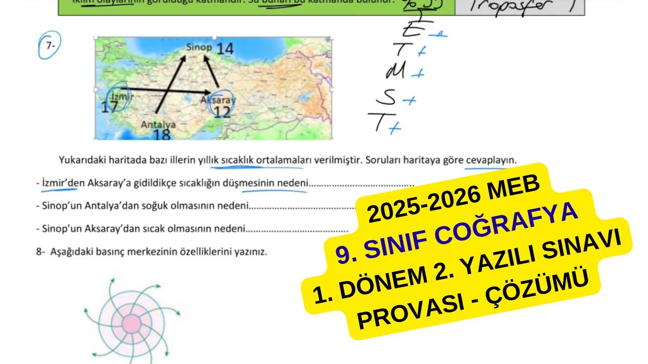 9. Sınıf Coğrafya 1. Dönem 2. Yazılı Soruları Çözümü Örneği meb 2025-2026