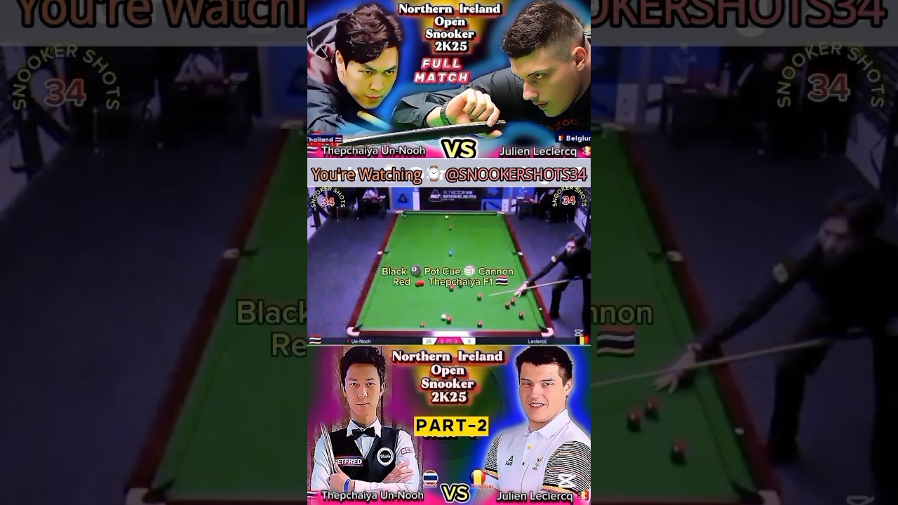 Un-Nooh🇹🇭Vs Julian Leclercq🇧🇪 Part2✨ #shorts #shortvideo #shortsfeed #youtubeshorts #snookershots34