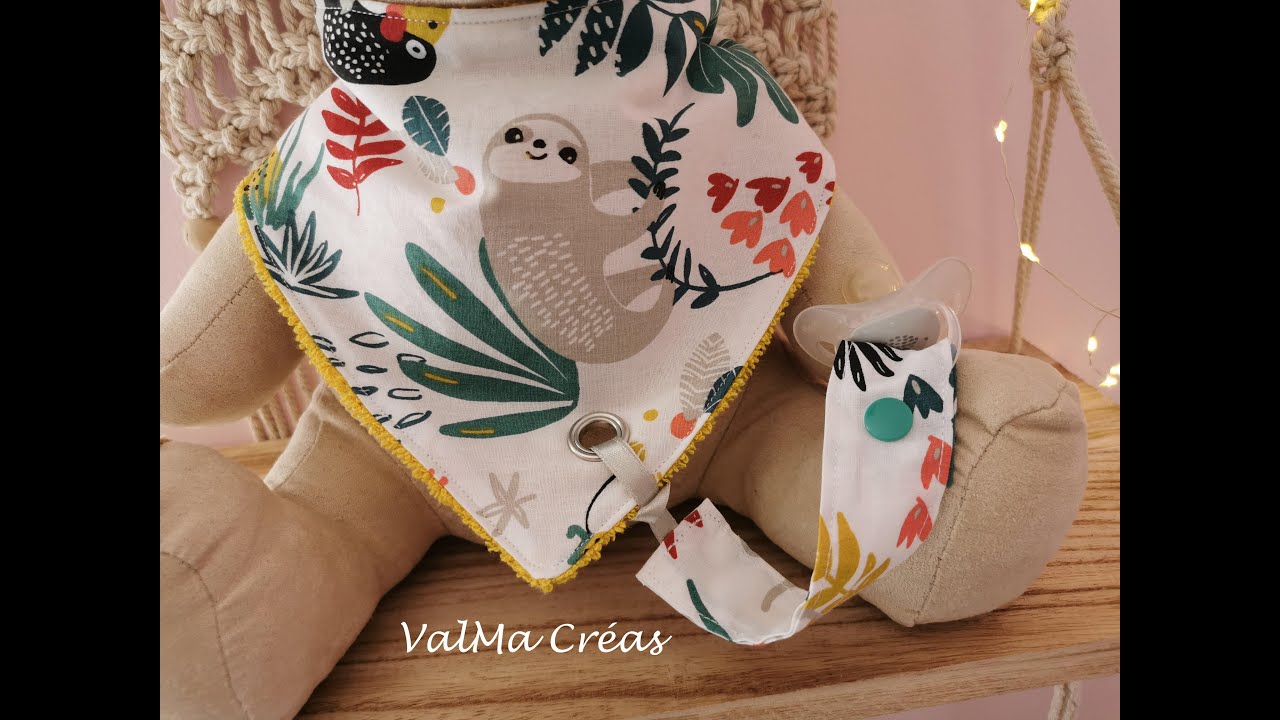 Bavoir bandana avec ou sans attache sucette - Tuto couture ValMa Créas