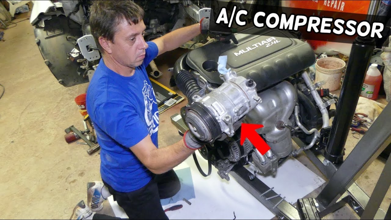 AC COMPRESSOR REPLACEMENT REMOVAL JEEP CHEROKEE COMPASS RENEGADE 2.4  AIR CONDITIONER COMPRESSOR