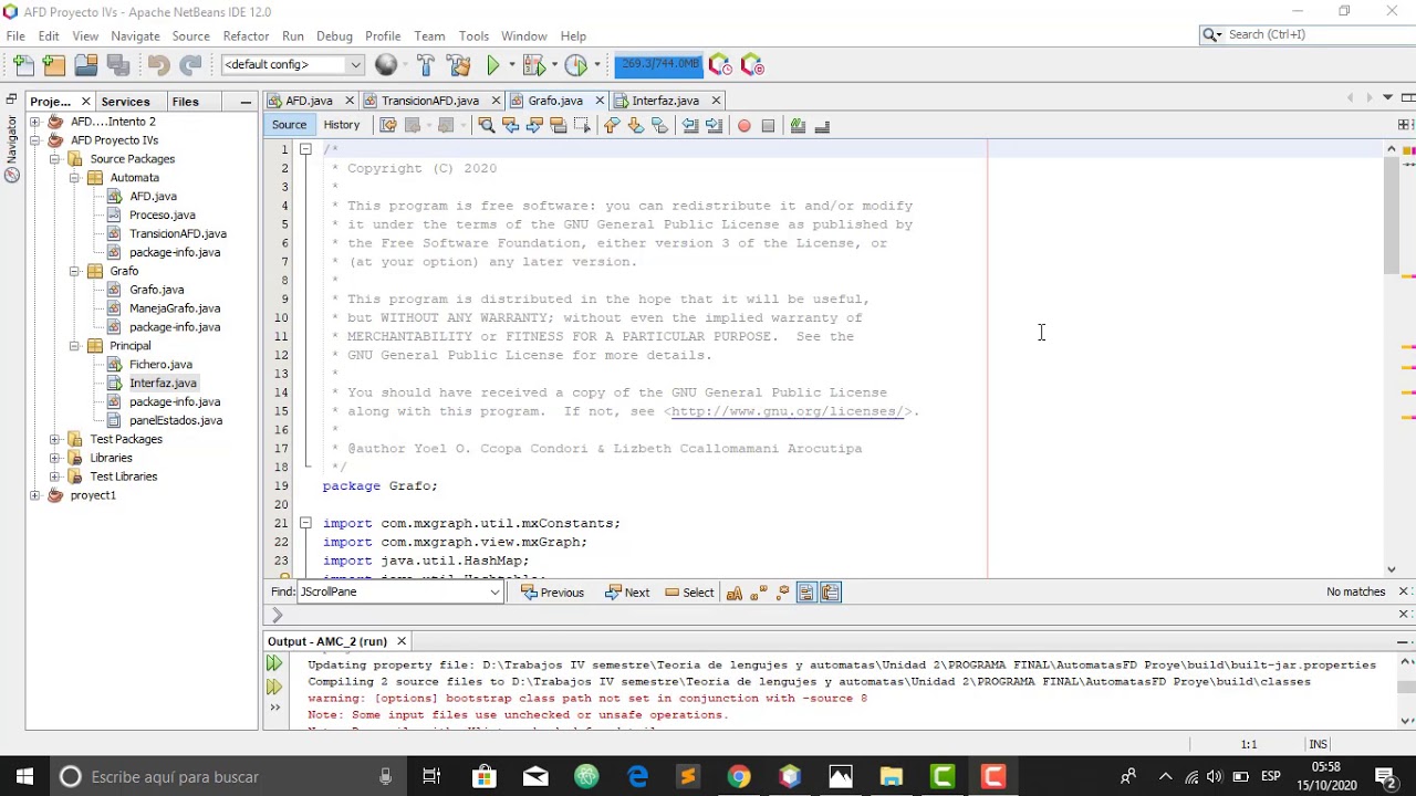 Autómata Finito Determinista en JAVA NetBeans