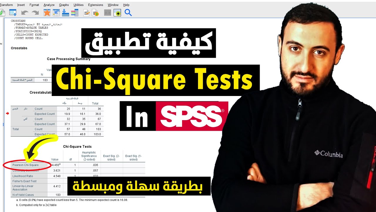 اختبار كاي سكوير مع القراءة التحليلية (التفسير) | Chi-square test in SPSS + interpretation