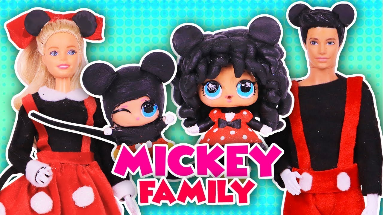 MICKEY MOUSE Family with BARBIE, KEN, & LOL SURPRISE DOLLS! - Toy Transformations