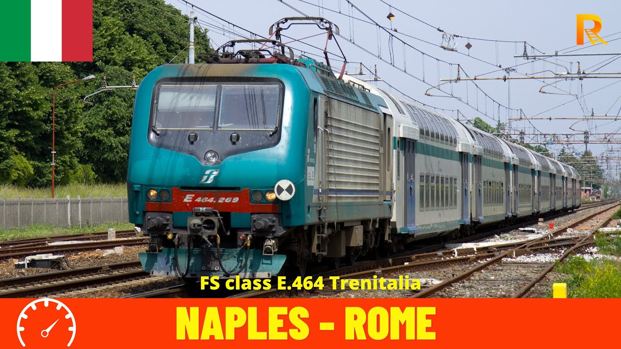 Cab Ride Naples - Rome (Rome–Formia–Naples Railway - Italy) train driver's view in 4K