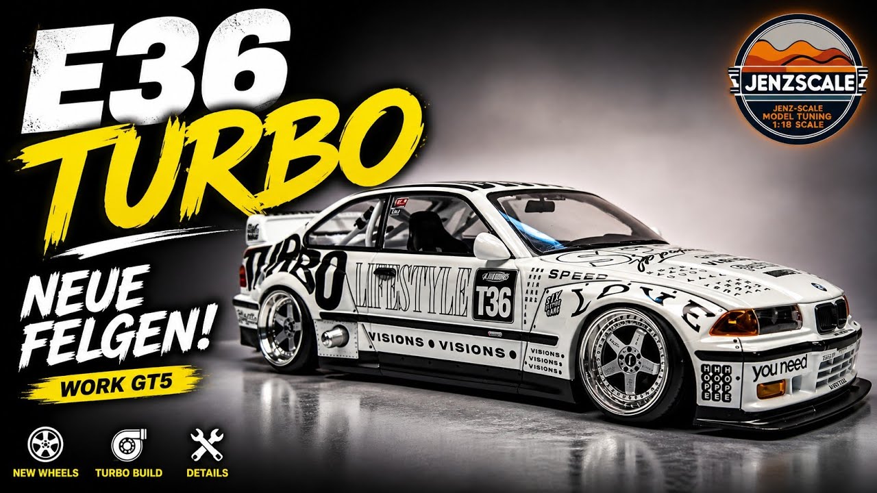 BMW E36 Turbo JP Performance mit mehr Stance und neuen Felgen 1:18 #diecast #tuning