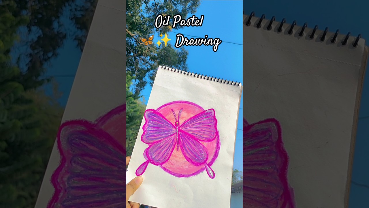 Oil Pastel Butterfly Drawing ✨