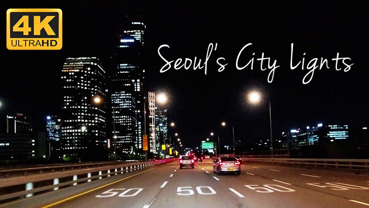 [4K] 자기전에 듣기 좋은 노래 (ft.한강 야경 드라이브) | Seoul's City Lights at Night