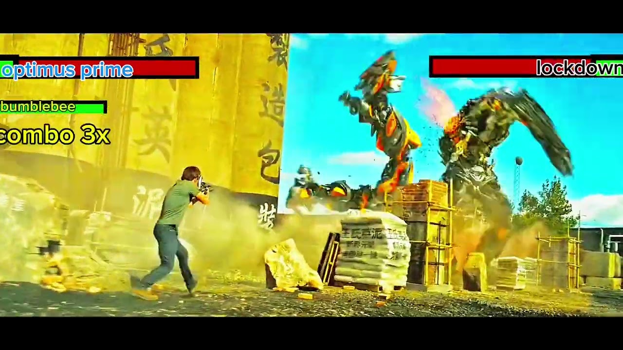 Teste(optimus prime vs lockdown)só que com barras de vida #bayverse #healthbars 