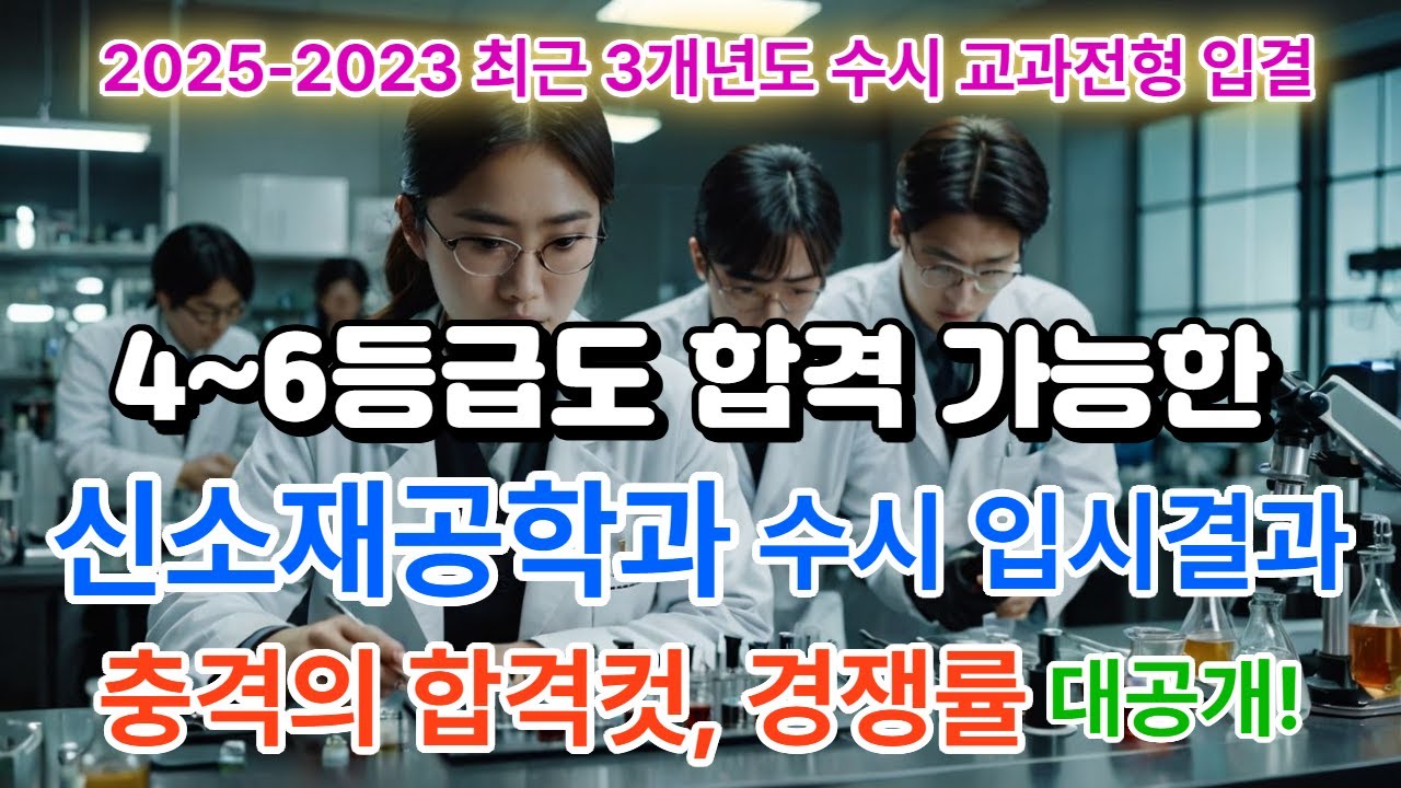 신소재공학과 신소재공학부 순위 - 최근 3개년도 2025-2023학년도 수시 학생부교과전형 기준 전국 4년제 대학교 순위 결과, 수시등급 교과등급 70%컷, 경쟁률 등 입결분석