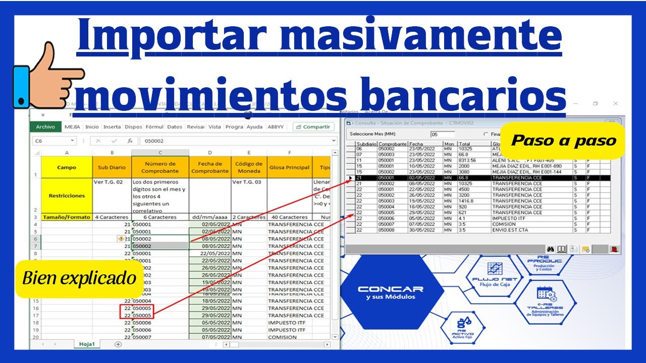 Importar masivamente movimientos bancarios al CONCAR - paso a paso
