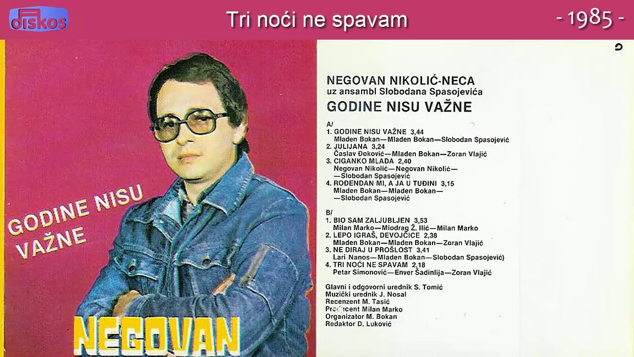 Negovan Nikolic Neca - Tri noci ne spavam - (Audio 1985)