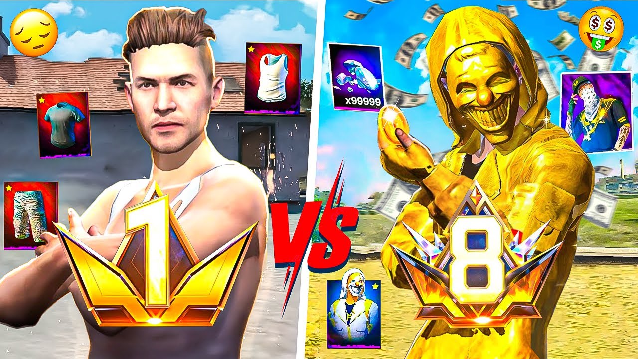 PRIME Lvl 1 ID vs PRIME Lvl 8 ID 🥵 10,00,000 Rupees Free Fire Collection!!