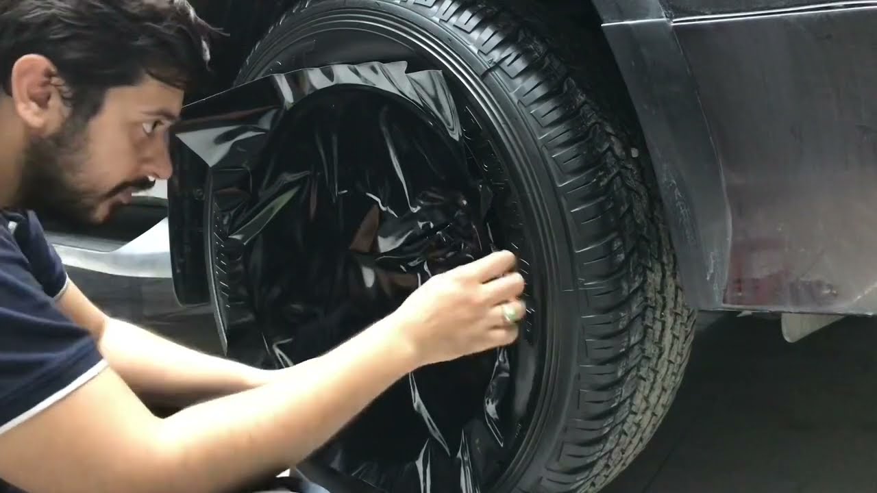 Give a new look to Toyota Fortuner Sigma Rims Wrap Gloss Black @extremecarsmodify