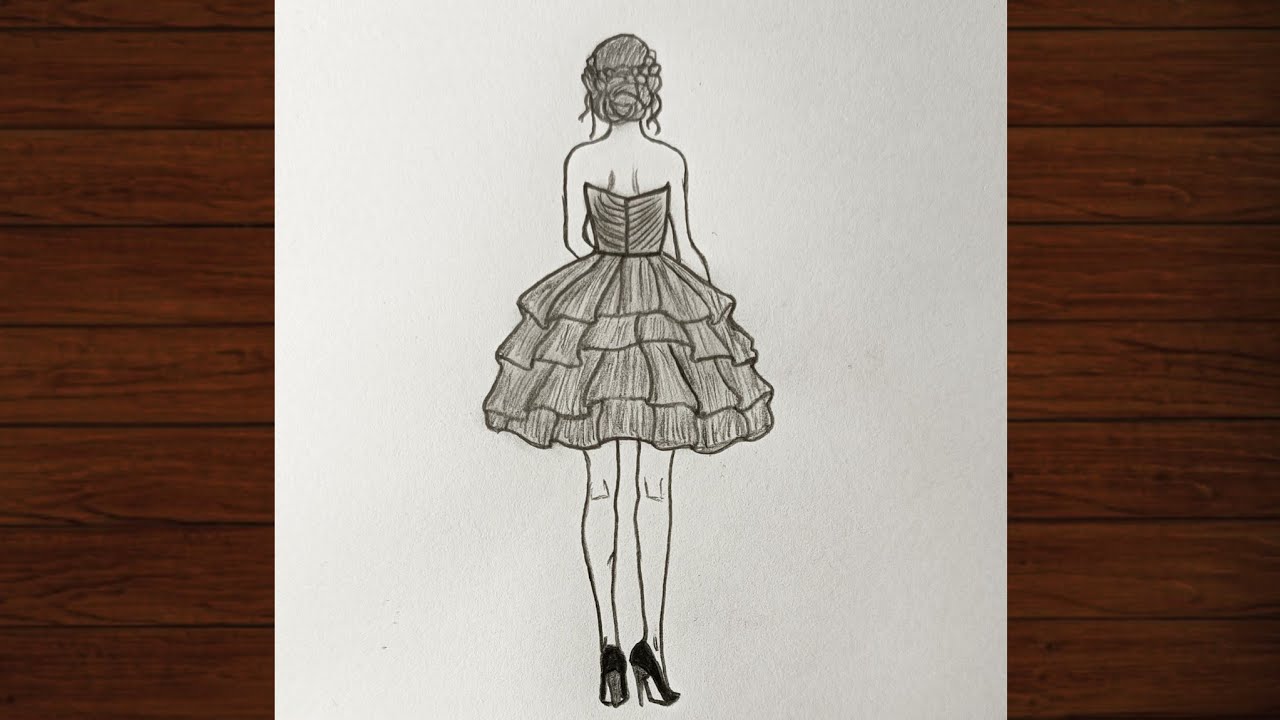 How to Draw a Girl in a Puffy Short Dress – Easy Fashion Sketch Tutorial
