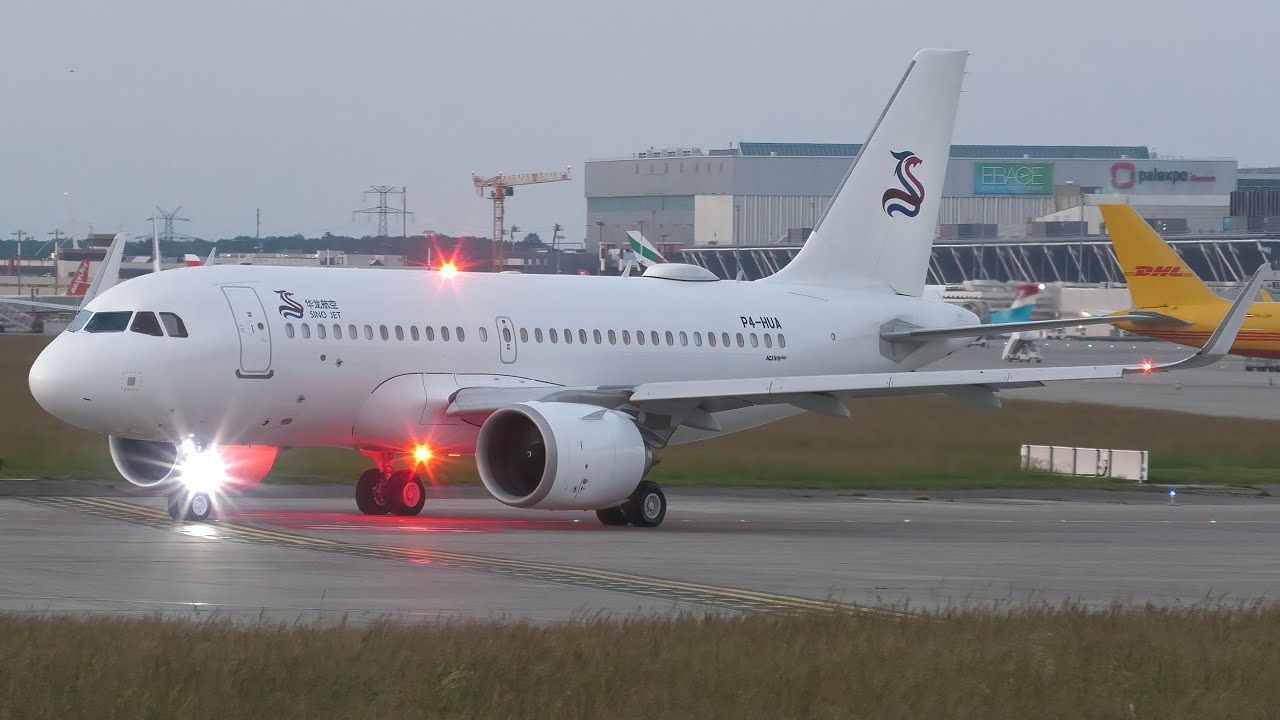 4K | *A319neo* P4-HUA Airbus A319neo ACJ takeoff at Geneva/GVA/LSGG