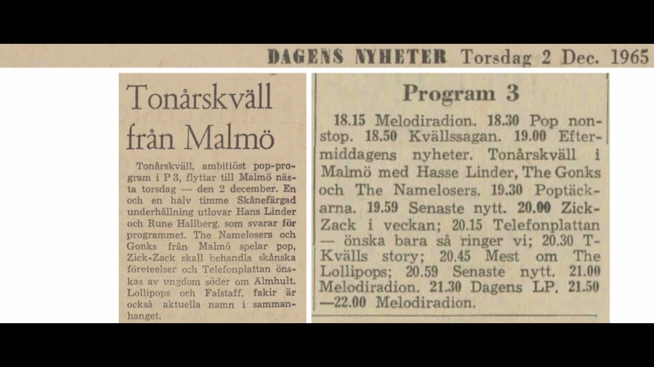 NAMELOSERS - live 1965 & 1966 - Popside & Tonårskväll - unissued swedish garage freakbeat