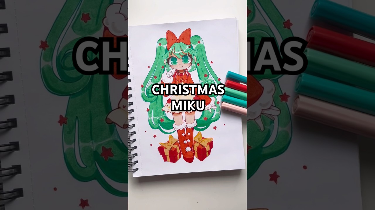 Using New Markers to Draw Christmas Miku #hatsunemiku #miku #ohuhu
