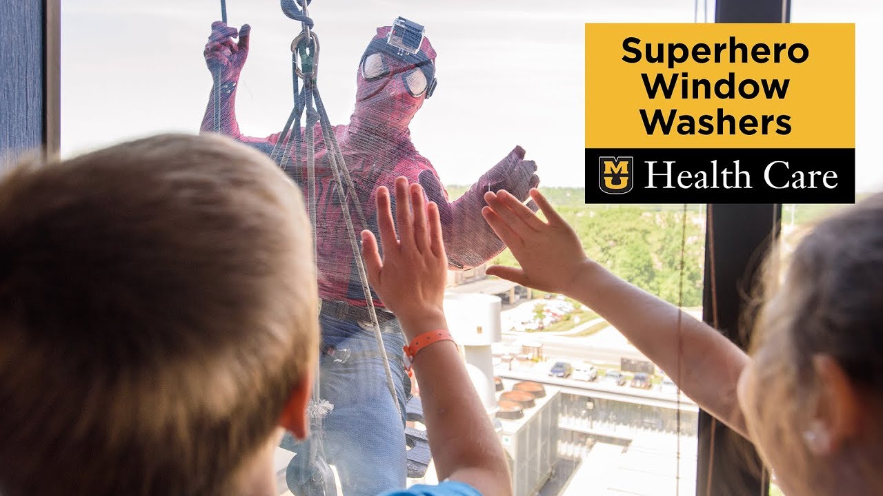 Superhero Window Washers at MU Children's Hospital