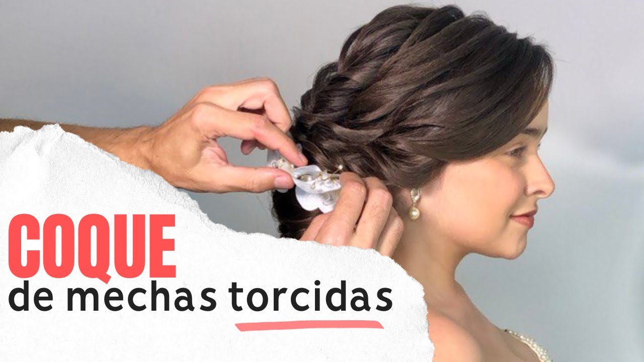 Penteado Coque com mechas torcidas.