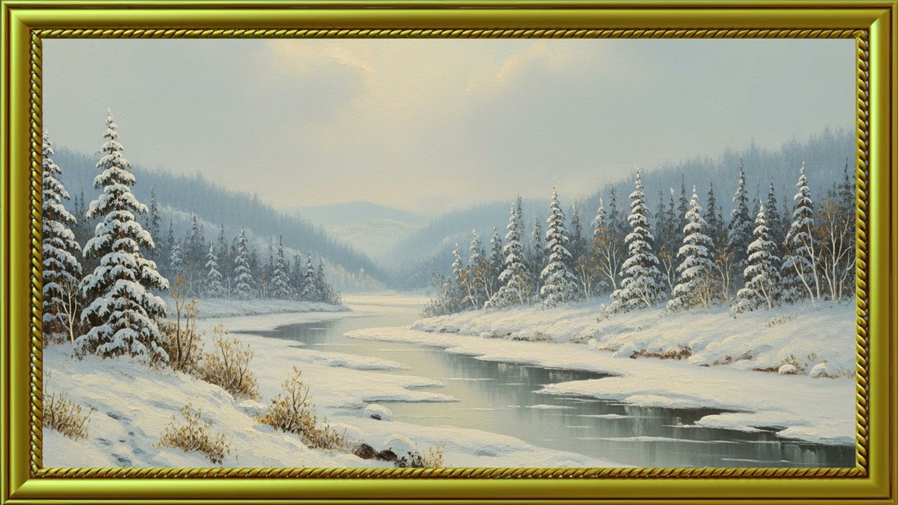 Turn Your TV Into Art | Frozen River Valley Oil Painting in 4K (2 Hours)