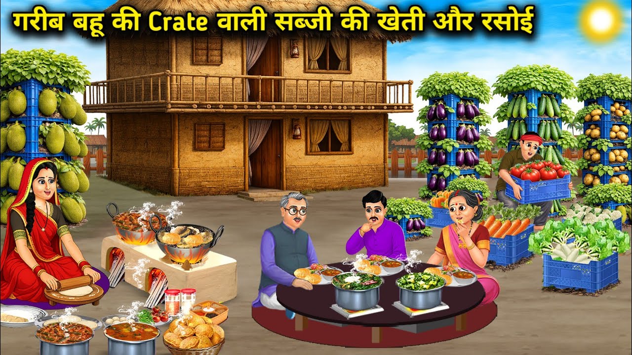 गरीब बहू की Crate वाली सब्जी की खेती और रसोई | Poor daughter-in-law's crate vegetable| Cartoon Video