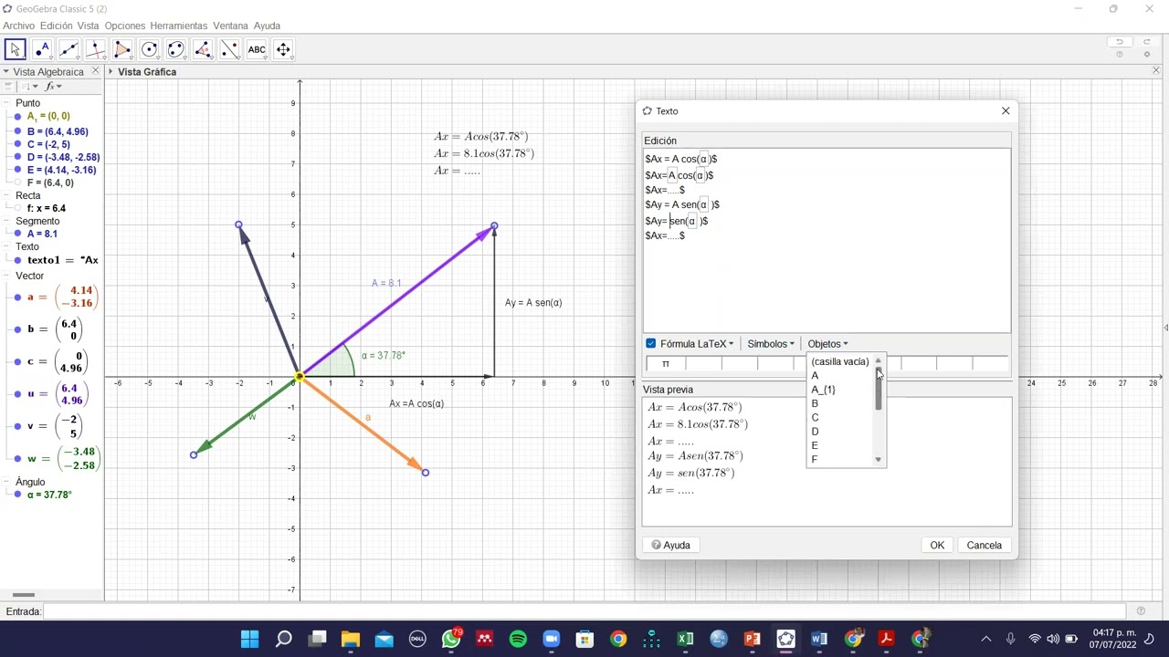 Suma de Vectores .Método del Polígono (GeoGebra)