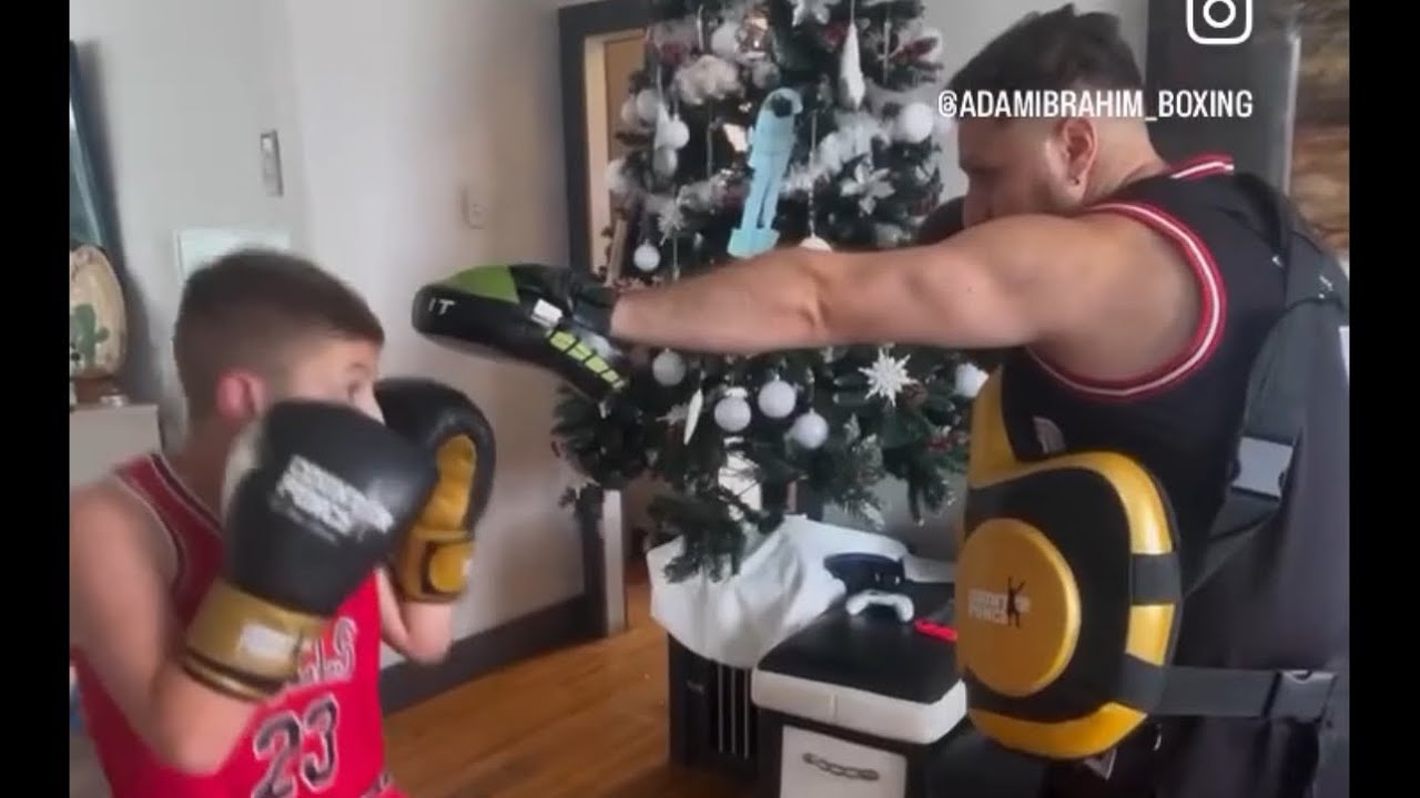 Father and son boxing training at home 🥊💥
