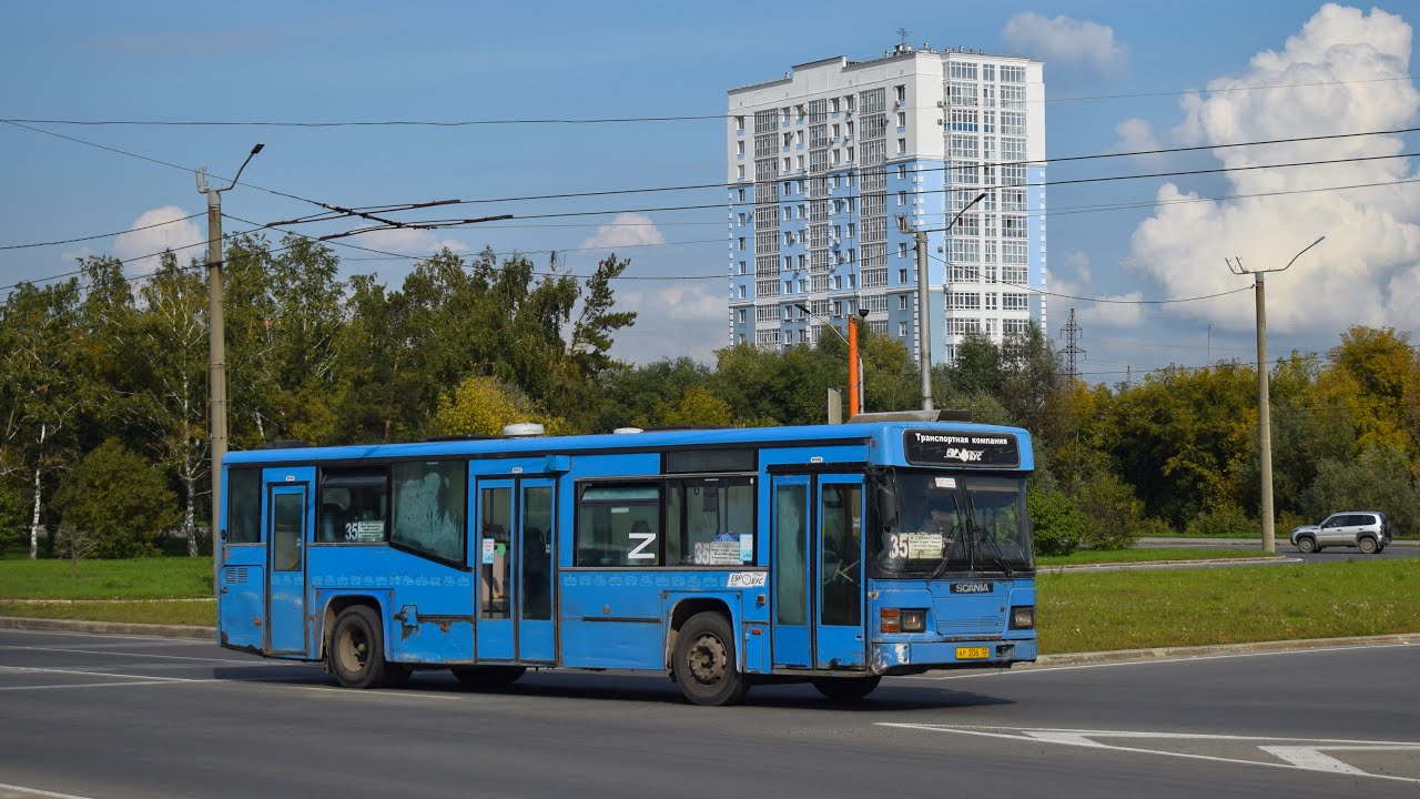 Автобус Scania MaxCi CN113CLL (АР 206 22). Покатушки по Барнаулу. Звук двигателя Scania DC11.