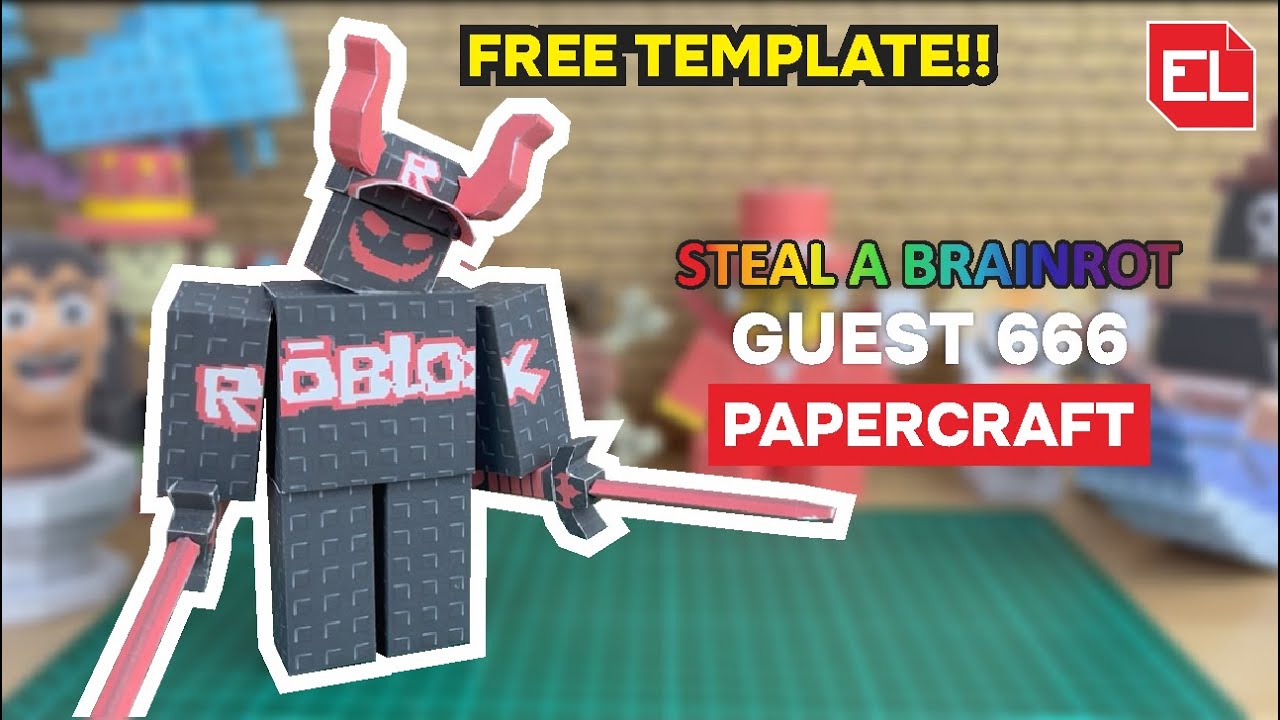 How to Make Guest 666 Paper Craft (FREE TEMPLATE) - Steal a Brainrot | Roblox | DIY | Tutorial