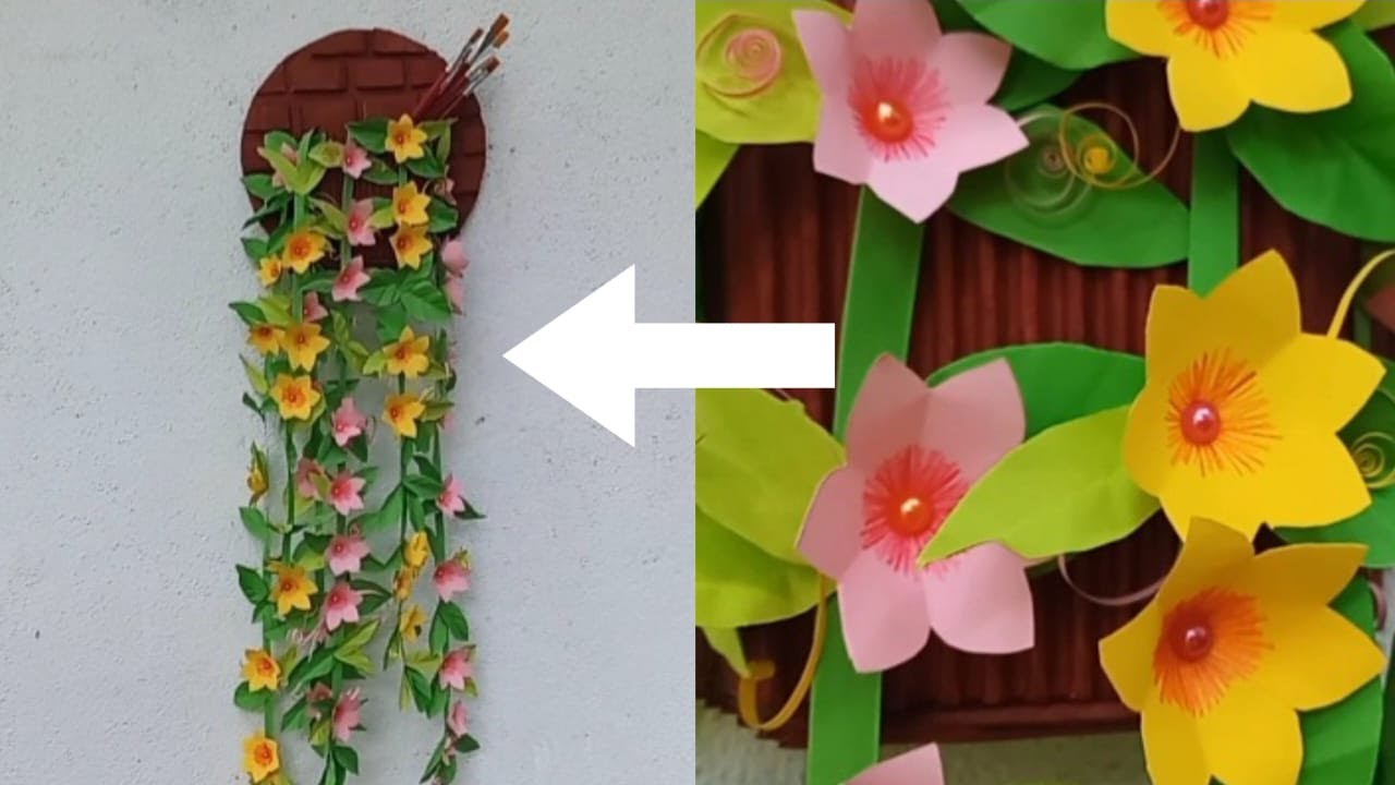 How To Make A Beautiful Paper Flower Wall Hanging|Crafts|DIY|සිංහල