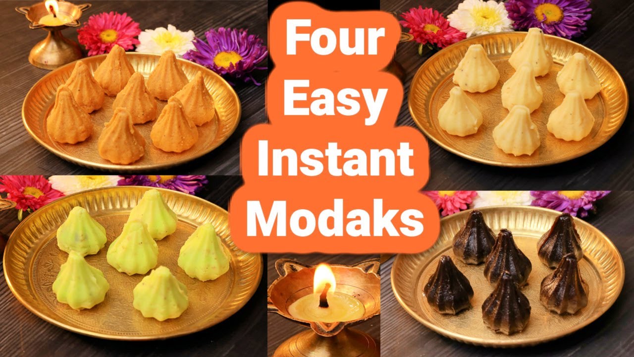 4 Instant Modak | कम खर्च में ४ तरह के झटपट मोदक | Pan Modak | Mawa Modak | Oreo Modak | Besan Modak