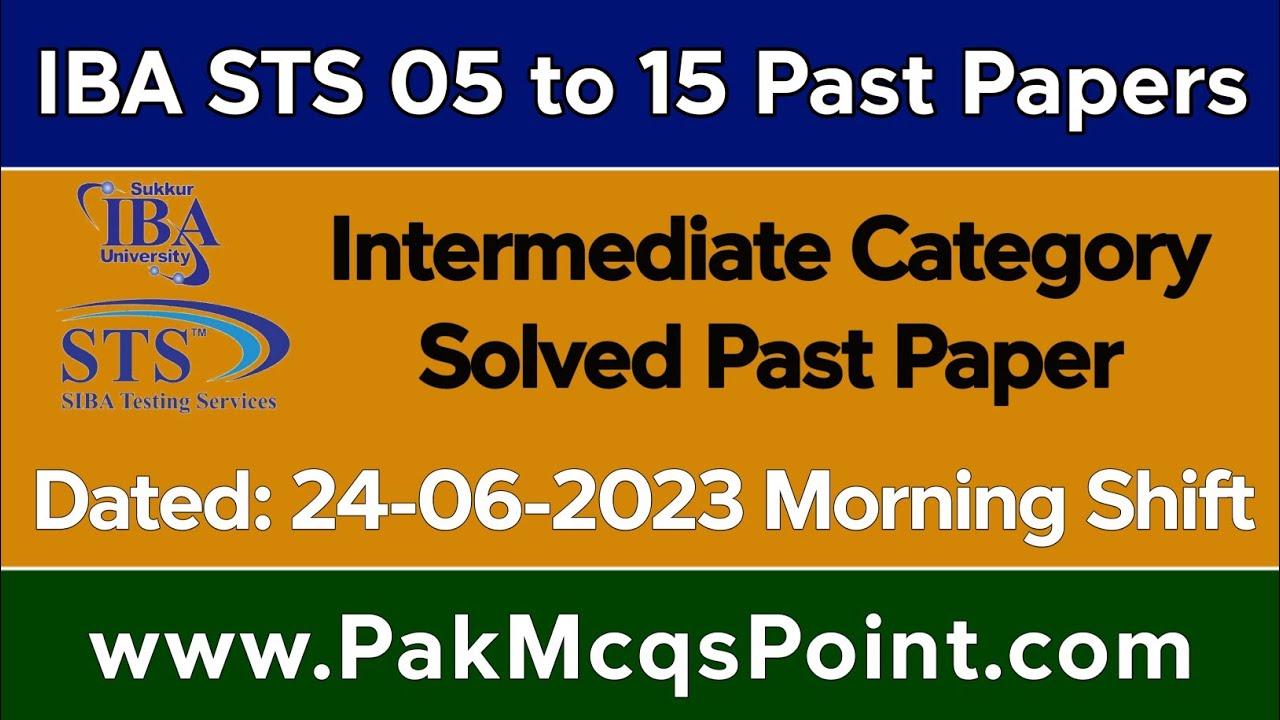 24-06-2023 Morning Shift | IBA STS 5 to 15 Intermediate Category Solved Paper | 05 to 15  Test Paper