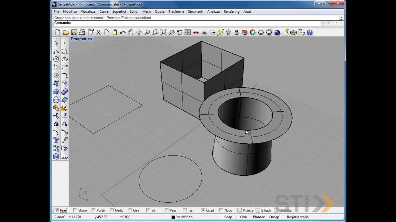 Videocorso McNeel Rhinoceros V4 - Lezione 20 - Estrudi curva