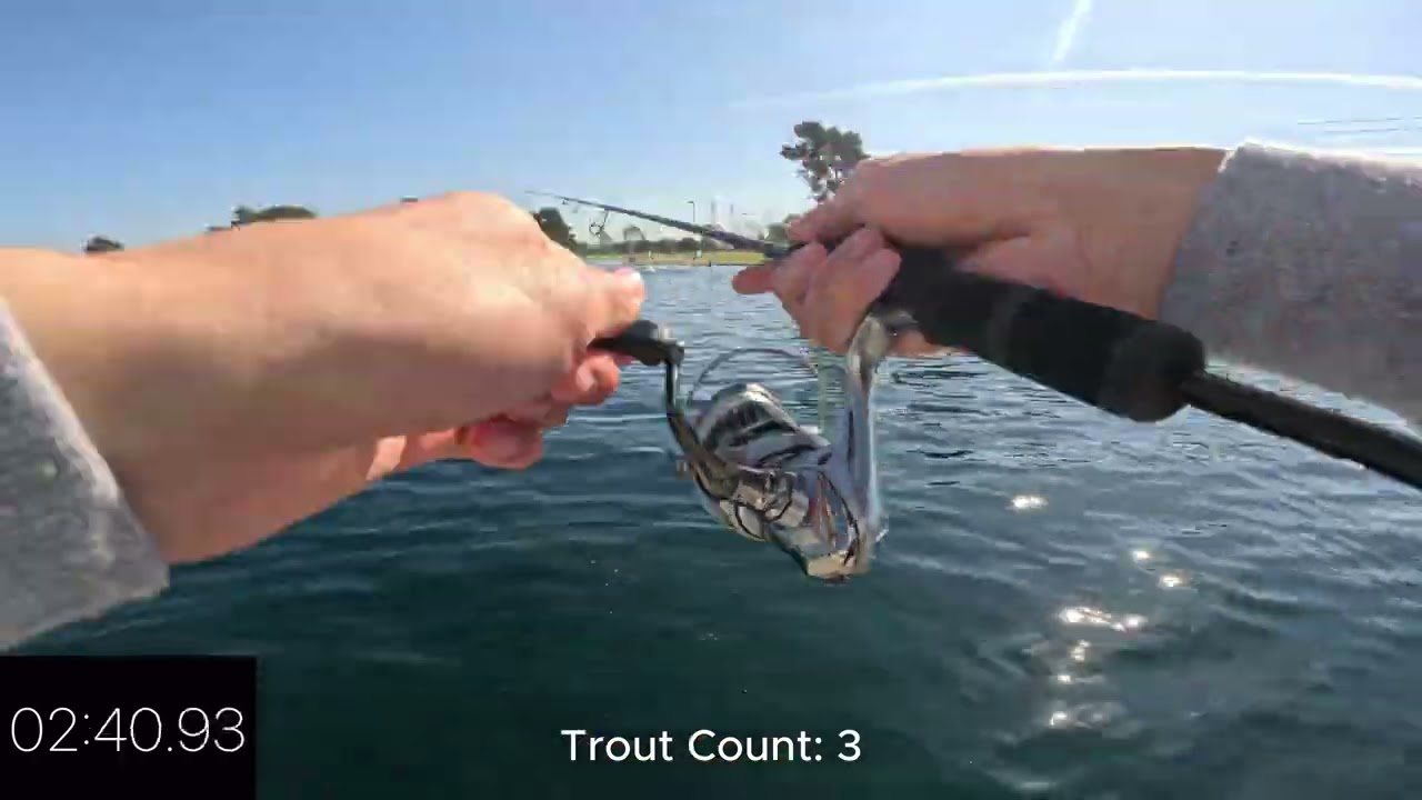 5 fish in under 5 minutes! Trout Fishing Don Knabe Community Regional Park in Cerritos, CA