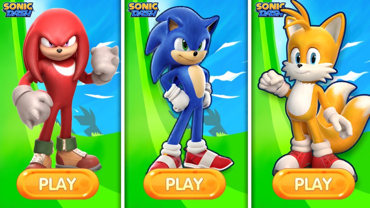 Sonic Dash - Movie Sonic Vs Movie Tails Vs Movie Knuckles - All characters Gameplay Speed Battle 💎