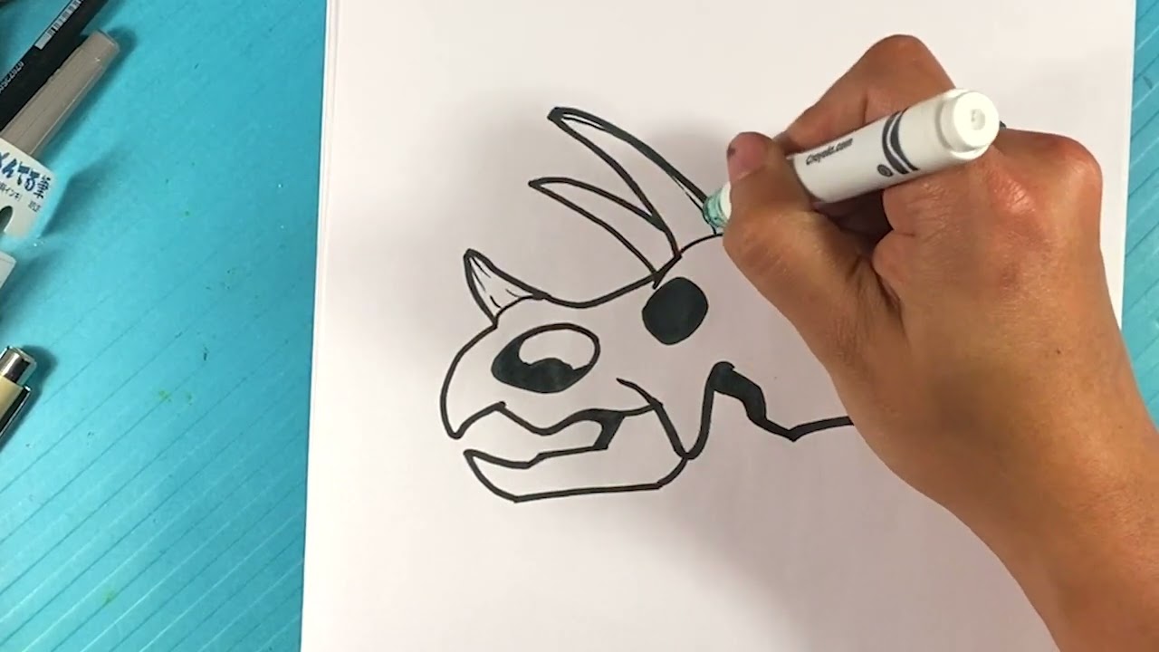 ЛЕГКИЙ способ нарисовать ЧЕРЕП ДИНОЗАВРА - Трицератопс