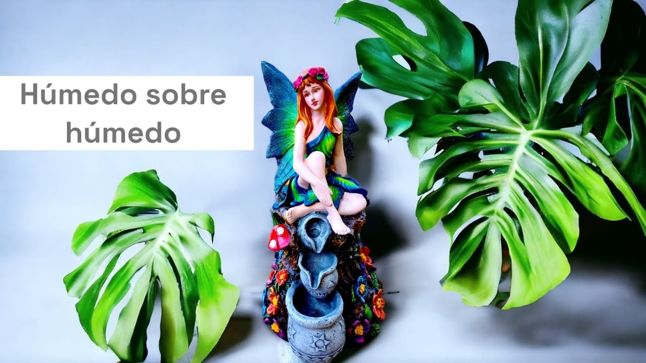 Técnica flotado, y difuminado húmedo sobre húmedo en hermosa fuente de Hada