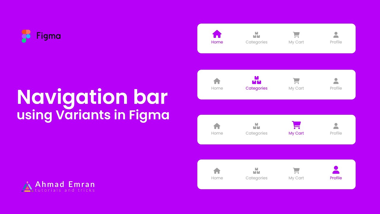 How to create Navigation bar in Figma using Variants | Speed Art Tutorial | Figma | UI Design