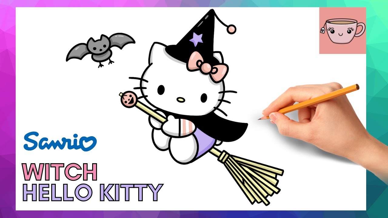 How To Draw Witch Hello Kitty | Halloween | Sanrio | Cute Step By Step Drawing Tutorial