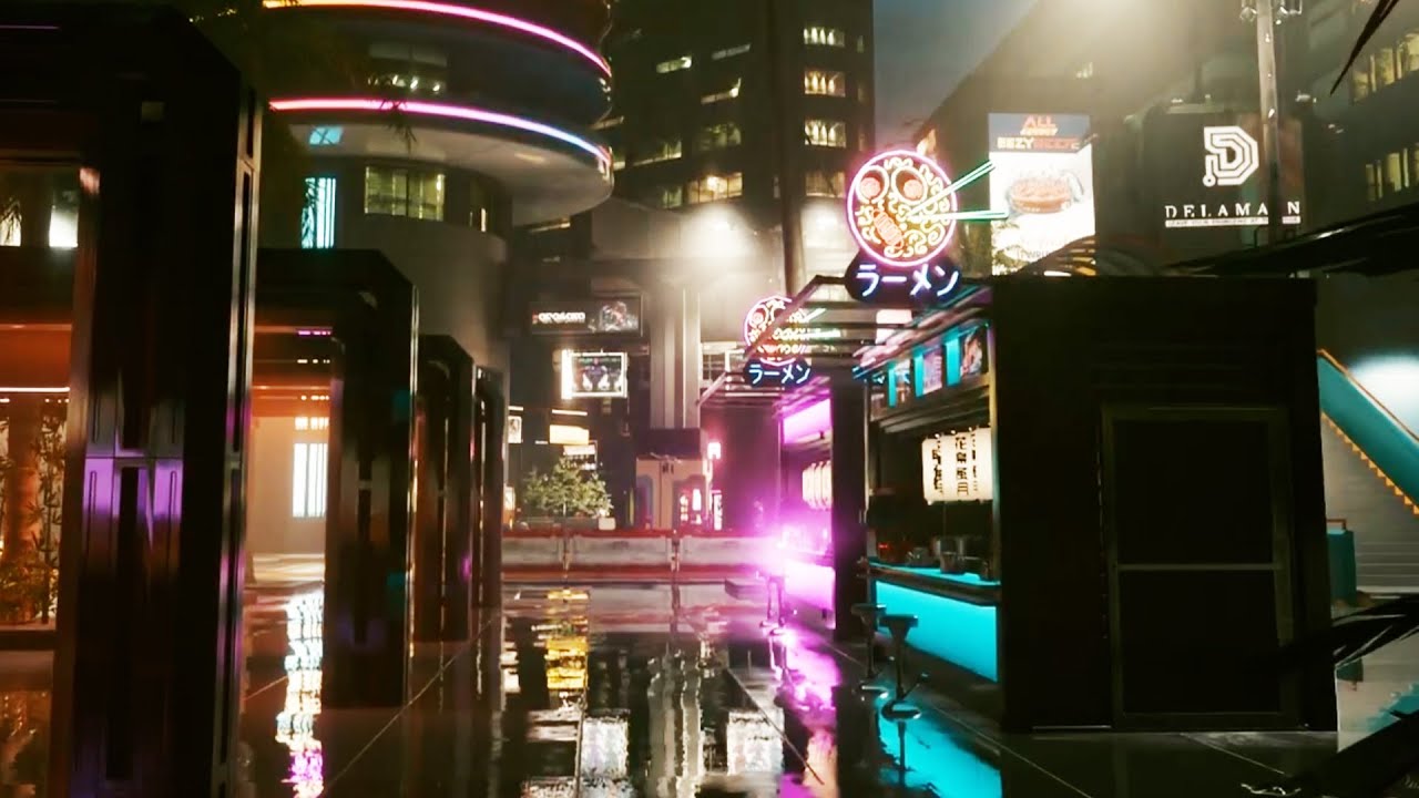 hot noodles in night city // synthwave & city ambience for studying // cyberpunk 2077