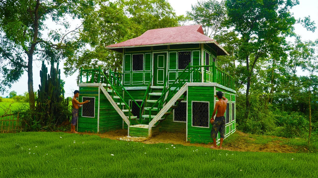 Building a Stunning 2-Story Bamboo Villa — Full Video 🌿🏡
