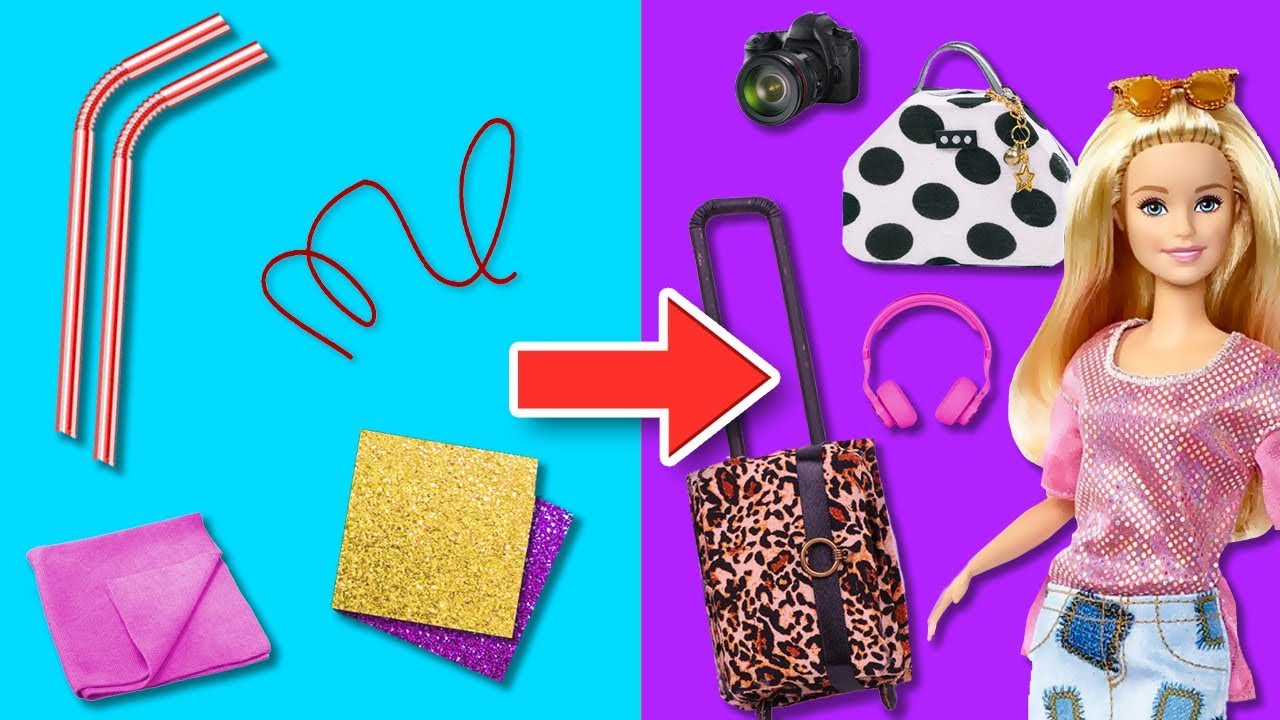 ✈️ ACCESORIOS de VIAJE 📸 en MINIATURA 🎧 para BARBIE! 👜💖 Manualidades Fantásticas!