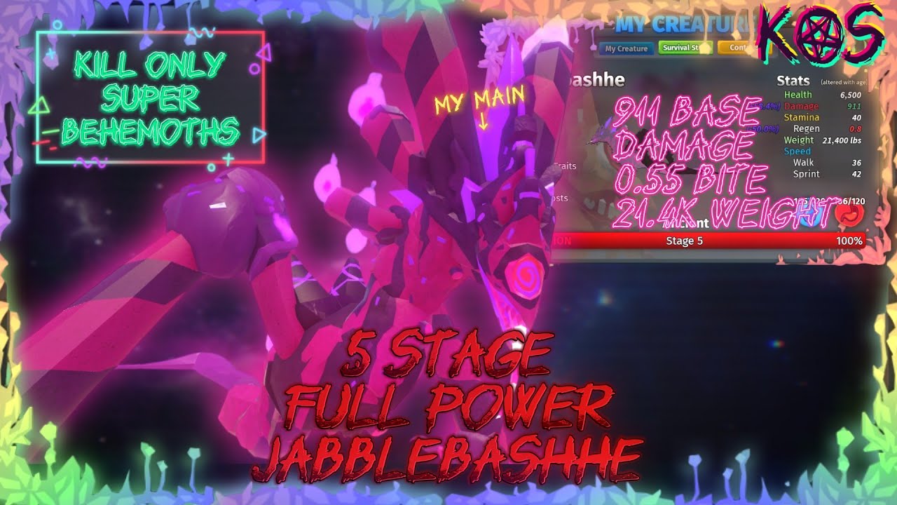 KILLING ONLY SUPER-BEHEMOTHS | Jabblebashhe | 5 Stage | FULL POWER | Creatures of Sonaria