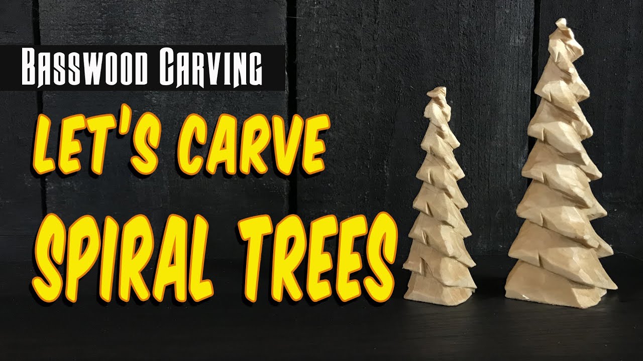 Wood Carving Spiral Evergreen Christmas Trees - Beginner Wood carved  Christmas Projects